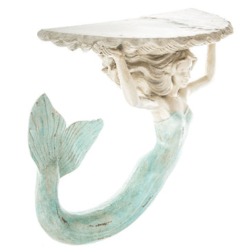 FABULOUS MERMAID & SHELL WALL SHELF. NAUTICAL HOME DECOR. PIECE OF ART - Artisticspacedecor